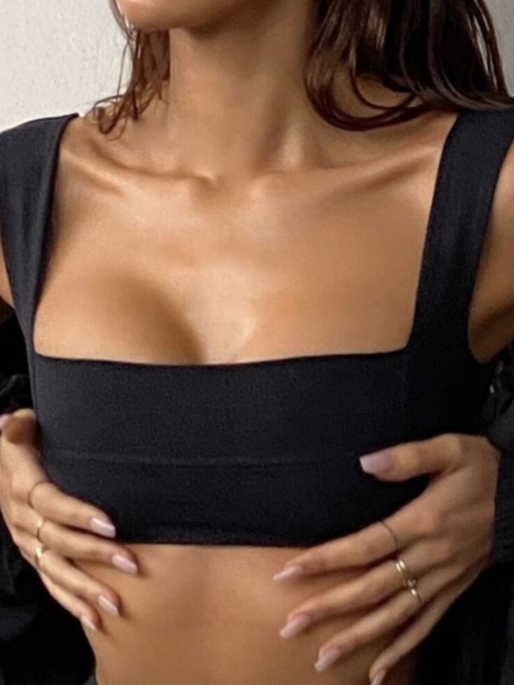 ♡ Joah Brown Rare Square Neck Bra in Sueded Onyx